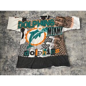 Vintage Miami Dolphins Magic Johnson T's All Over Print T Shirt Mens XL